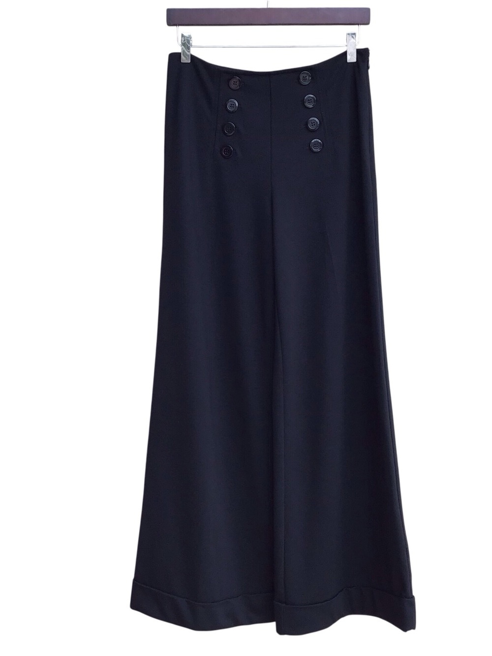 Jones New York Black High Waist Wide Leg Sailor Pants Size 4